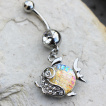 Piercing nombril pendentif poisson strass et cailles synthtiques