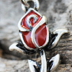 Piercing nombril pendentif rose rouge