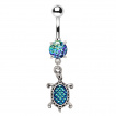 Piercing nombril pendentif tortue  cailles bleues