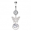 Piercing nombril pendentifs papillon et anneau