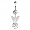 Piercing nombril pendentifs papillon et anneau