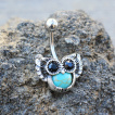 Piercing nombril petite chouette en vol avec Turquoise