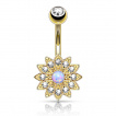 Piercing nombril petite fleur  12 ptales avec Opale et strass