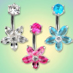 Piercing nombril pierre et fleur sertie