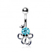 Piercing nombril pieuvre couronne  strass bleu