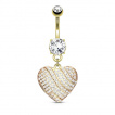 Piercing nombril plaqué or à coeur constellé de zirconiums
