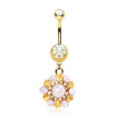 Piercing nombril plaqué or fleur somptueuse