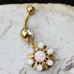 Piercing nombril plaqué or fleur somptueuse
