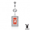 Piercing nombril portrait lapin Playboy  cadre gris argent