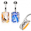 Piercing nombril rectangle de verre style murano