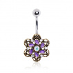 Piercing nombril style antique à fleur Camélia