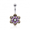 Piercing nombril style antique  fleur Camlia