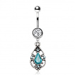 Piercing nombril style antique à pierre bleu lagon