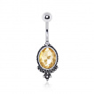 Piercing nombril style camé antique avec topaze de synthèse