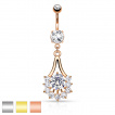 Piercing nombril style éventail avec strass