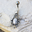 Piercing nombril style médiéval à pierre Howlite