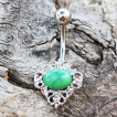 Piercing nombril style ornemental  jade synthtique