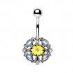 Piercing nombril style victorien à fleur jaune