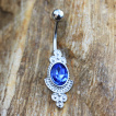 Piercing nombril style victorien à pierre bleue