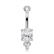 Piercing nombril style victorien à pierre facettée et strass