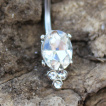 Piercing nombril style victorien à pierre facettée et strass