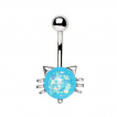 Piercing nombril tte de chat  opale bleue