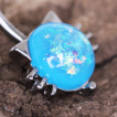 Piercing nombril tête de chat à opale bleue