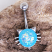Piercing nombril tête de chat à opale bleue