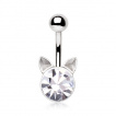 Piercing nombril tête de chat strass