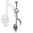 Piercing nombril tte de mort et faux style note de musique