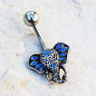 Piercing nombril tte d'lphant emaille bleu