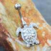 Piercing nombril tortue de mer argente