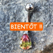 Piercing nombril à Tourmaline Pastèque synthétique