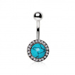 Piercing nombril Turquoise cercle de strass