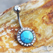 Piercing nombril Turquoise cerclée de strass