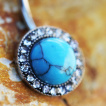 Piercing nombril Turquoise cerclée de strass