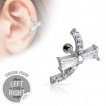 Piercing oreille cartilage courb avec noeud papillon de strass