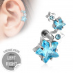 Piercing oreille cartilage courb avec quatuor d'toiles serties