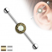 Piercing oreille industriel à disque solaire et Opale