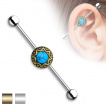 Piercing oreille industriel  disque solaire et turquoise