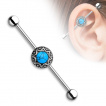 Piercing oreille industriel  disque solaire et turquoise