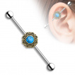 Piercing oreille industriel  turquoise et coeurs vintages