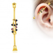 Piercing oreille industriel arbre imaginaire plaqué or