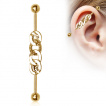 Piercing oreille industriel doré à maillons style chaine