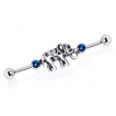 Piercing oreille industriel lphant et pierres bleues