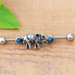 Piercing oreille industriel lphant et pierres bleues