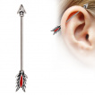 Piercing oreille industriel flèche à empennage rouge