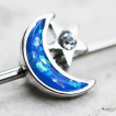 Piercing oreille industriel à lune en opale synthétique et étoile