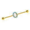 Piercing oreille industriel plaqu or  Opale ovale borde de Turquoises