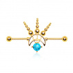 Piercing oreille industriel style cosmique plaqu or avec turquoise